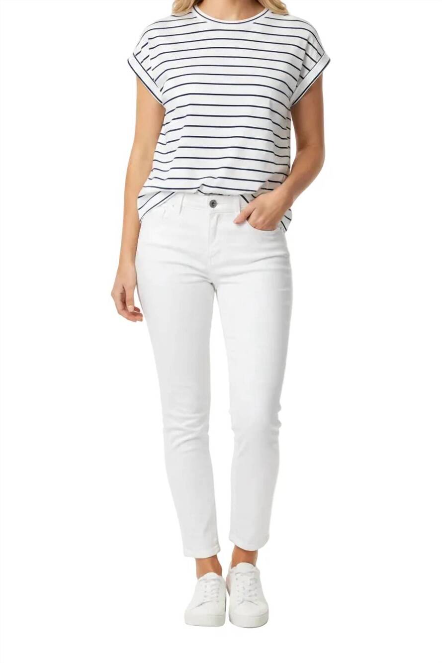 NEW TRIBAL women's cap sleeve striped top in royal/white